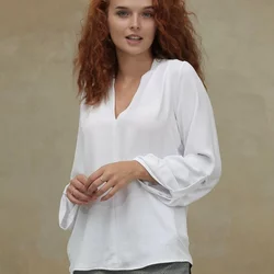 Блуза із струмливої тканини 230189-1, 44-46, білий (230189-1s4446)
