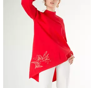 Асиметрична червона блуза 230161, 60/62 (230161s6062)
