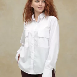 Класична біла сорочка з кишенями 230192-1, 48 (230192-1s48)