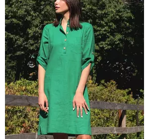 Зелена сукня-сорочка з льону 270152-2, 44/46 (270152-2s4446)