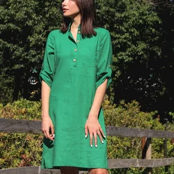 Зелена сукня-сорочка з льону 270152-2, 44/46 (270152-2s4446)