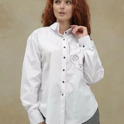 Класична блуза з вишивкою мордочки кота 230190-1, 60 (230190-1s60)