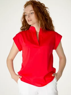 Проста блузка червоного кольору 230150, 52 (230150)