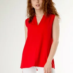 Червона базова блуза-топ з жатки 230143, 52 (230143s52)