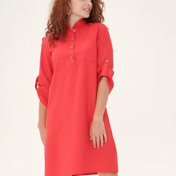 Лляна червона сукня класичного крою 270152-3, 52/54 (270152-3s5254)