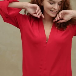 Блуза із струмливої тканини 230189-1, 56-58, червоний (230189-2s5658)