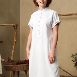 Класична сукня-сорочка з льону, прямого крою із символами води та життя, 44/46 (5550364-1s4446)