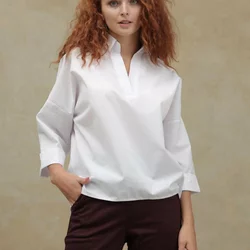 Біла блузка з бавовни 230194-1, 64-66 (230194-1s6466)