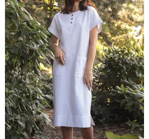 Лляна біла сукня з накладними кишенями 270194, 44/46 (270194)