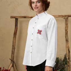 Класична лляна сорочка-оверсайз з зіркою Пресвятої Богородиці, 48/50 (5550189-2s4850)