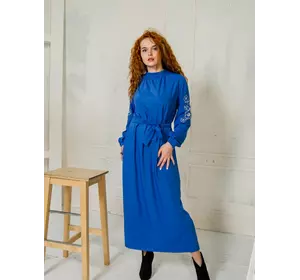 Сукня з вишивкою на рукавах блакитного кольору  270382-2, 44/46 (270382-2)
