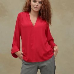 Блуза із струмливої тканини 230189-1, 52-54, червоний (230189-2s5254)