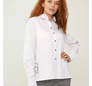 Біла сорочка з вишивкою "Орхідея" 230201-1, 60 (230201-1s60)