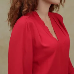 Блуза із струмливої тканини 230189-1, 60-62, червоний (230189-2s6062)