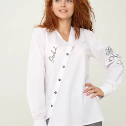 Блуза з косою застібкою "Орхідея" 230199-2, 48 (230199-2s48)