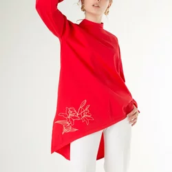Асиметрична червона блуза 230161, 52/54 (230161s5254)