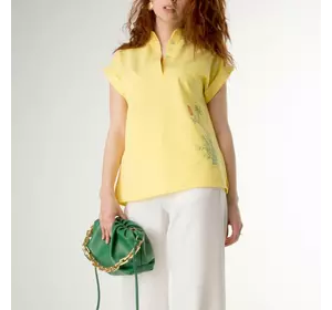Жовта блуза з вишивкою "Бамбук" 230156-1, 44 (230156-1s44)