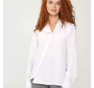 Біла блуза з косою застібкою 230199-1, 64 (230199-1s64)