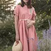 Лляна рожева сукня-трапеція 270183-2, 48/50 (270183-2s4850)