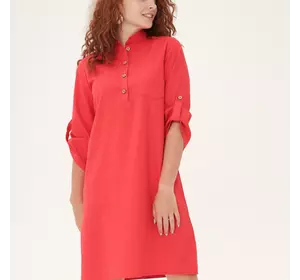 Лляна червона сукня класичного крою 270152-3, 56/58 (270152-3s5658)