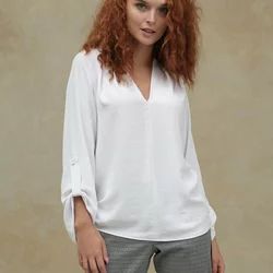Блуза із струмливої тканини 230189-1, 48-50, білий (230189-1s4850)