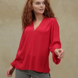 Блуза із струмливої тканини 230189-1, 44-46, червоний (230189-2s4446)