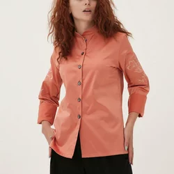 Персиковий піджак-сорочка з вишивкою 230185-1, 48/50 (230185-1s4850)