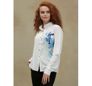 Блуза на стійці з принтом: "Орхідея" 230203-1, 56/58 (230203-1)