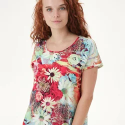Сукня-футболка з штапеля з квітами 55002, 56/58 (55002s5658)