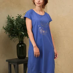 Лляна пряма сукня синього 270349-6, 64/66 (270349-6s6466)