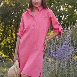 Рожева сукня-сорочка класичного крою 2701104-2, 44/46 (2701104-2s4446)