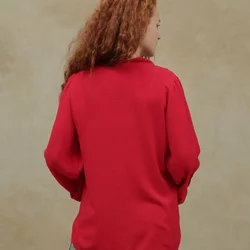 Блуза із струмливої тканини 230189-1, 64-66, червоний (230189-2s6466)