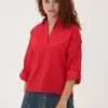 Червона бавовняна блуза прямого силуету 230176-1, 44/46 (230176-1s4446)