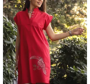 Лляна сукня-сорочка з вишивкою "Тукан" 270185, 48 (270185s48)