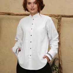 Класична лляна сорочка-оверсайз, з оберегом від злих духів, 60/62 (5550189-1s6062)