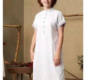 Класична сукня-сорочка з льону, прямого крою із символами води та життя, 64/66 (5550364-1s6466)