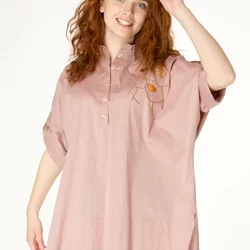 Бежева блузка з вишивкою "Губи" 230165, 60/62 (230165s6062)