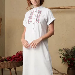 Лляна сукня-сорочка класичного прямого крою з символом життя, 64/66 (5550364-2s6466)
