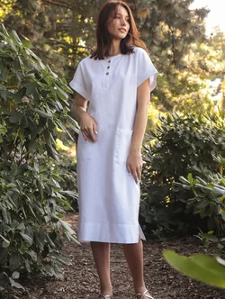 Лляна біла сукня з накладними кишенями 270194, 56/58 (270194)