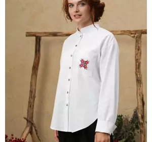 Класична лляна сорочка-оверсайз з зіркою Пресвятої Богородиці, 48/50 (5550189-2s4850)