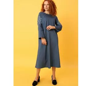 Джинсова сукня з вишивкою по рукаву 270392, 48/50 (270392s4850)