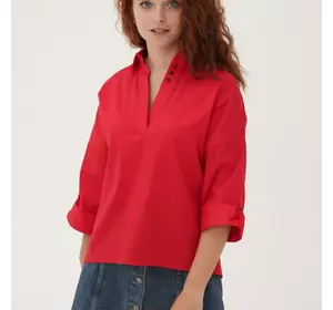 Червона бавовняна блуза прямого силуету 230176-1, 60/62 (230176-1s6062)